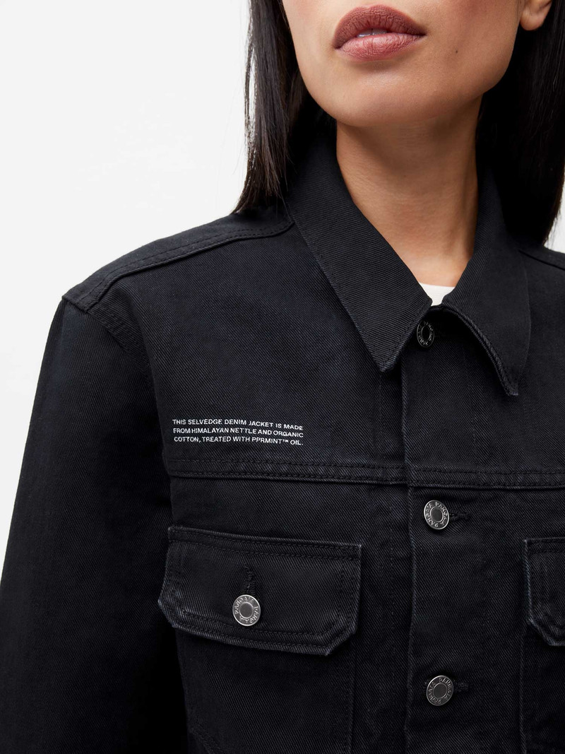 PANGAIA Womens Nettle Denim Jacket - Black outlook