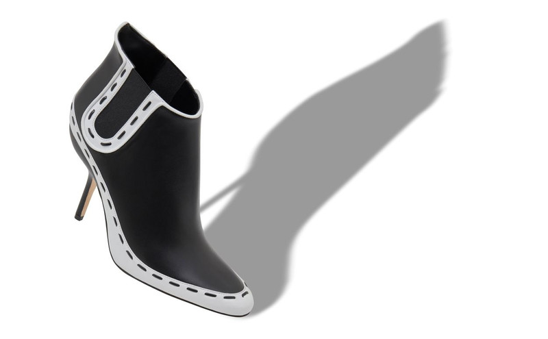 Manolo Blahnik Black Calf Leather Ankle Boots outlook