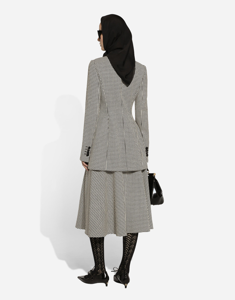 Calf-length wool houndstooth circle skirt 3
