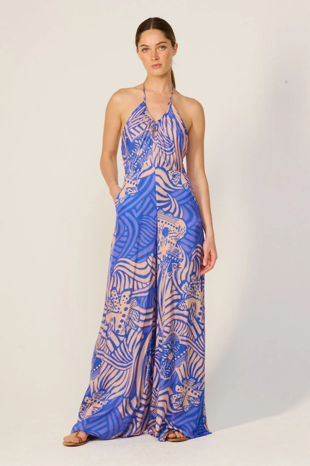 Long Jumpsuit Cilia - Blue Japonism - 1
