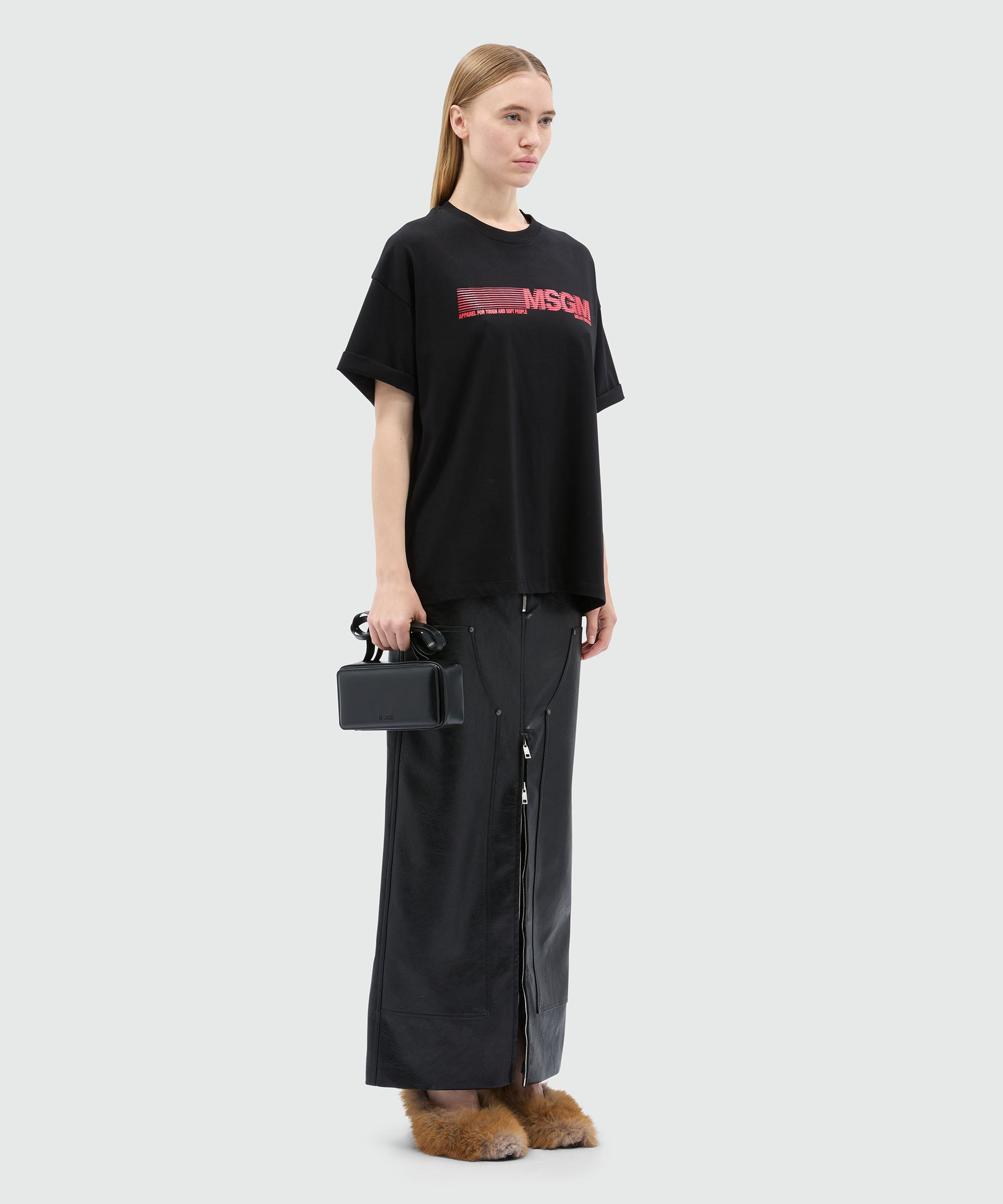 Black jersey T-shirt with MSGM print - 4