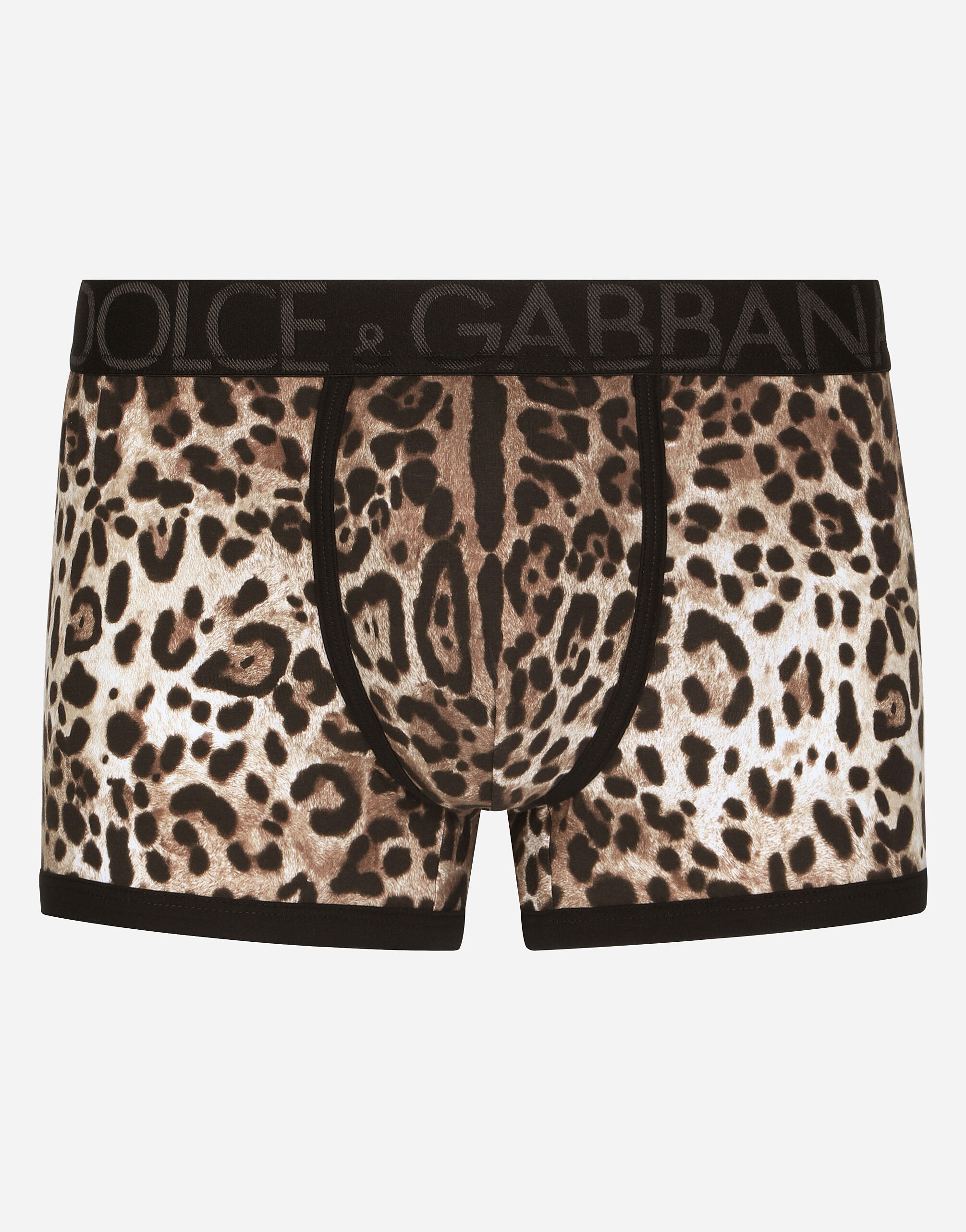 Two-way stretch jersey regular-fit boxers with leopard print - 1