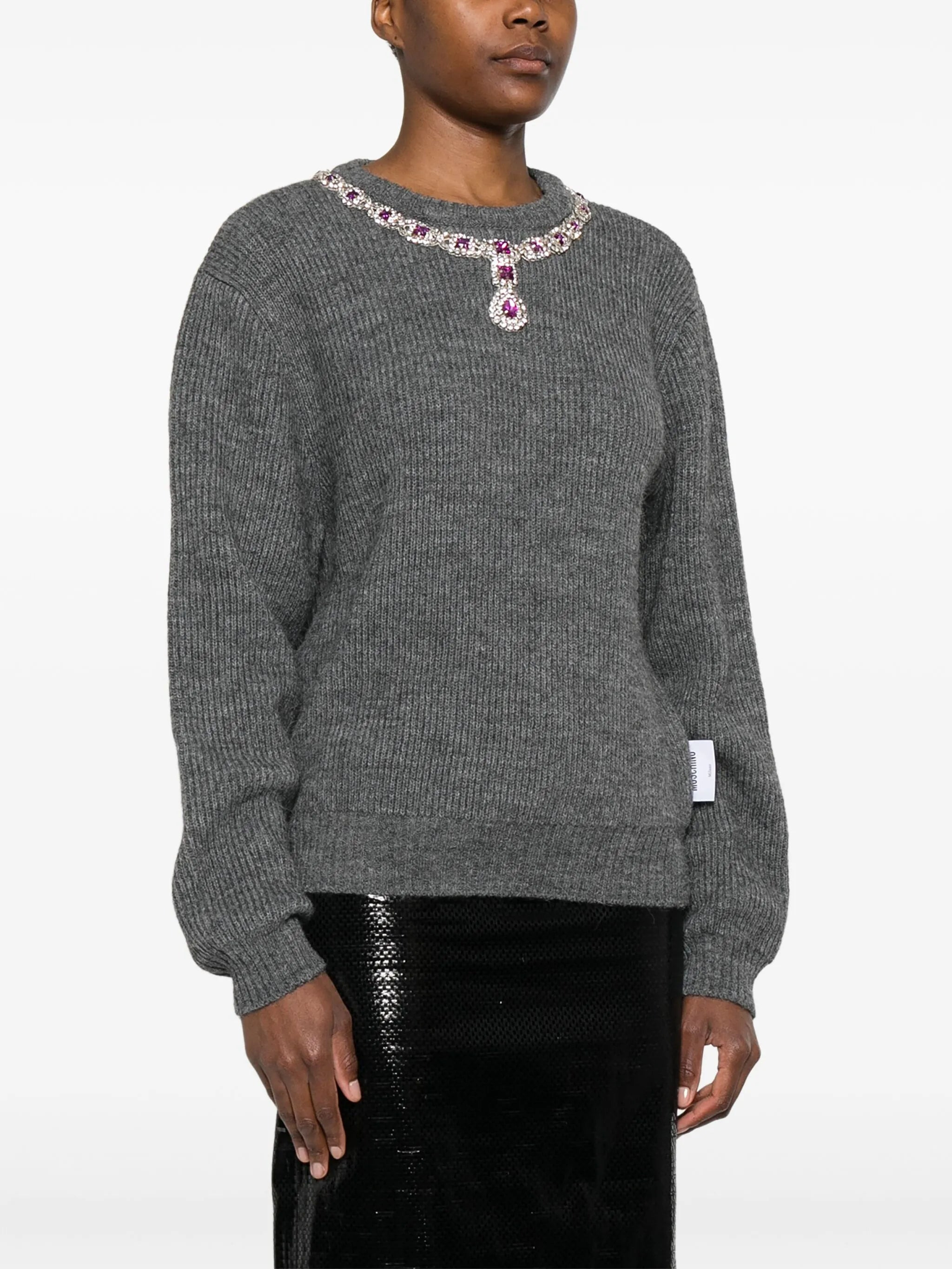 Moschino Jewel-embellished Ribbed Sweater - 5