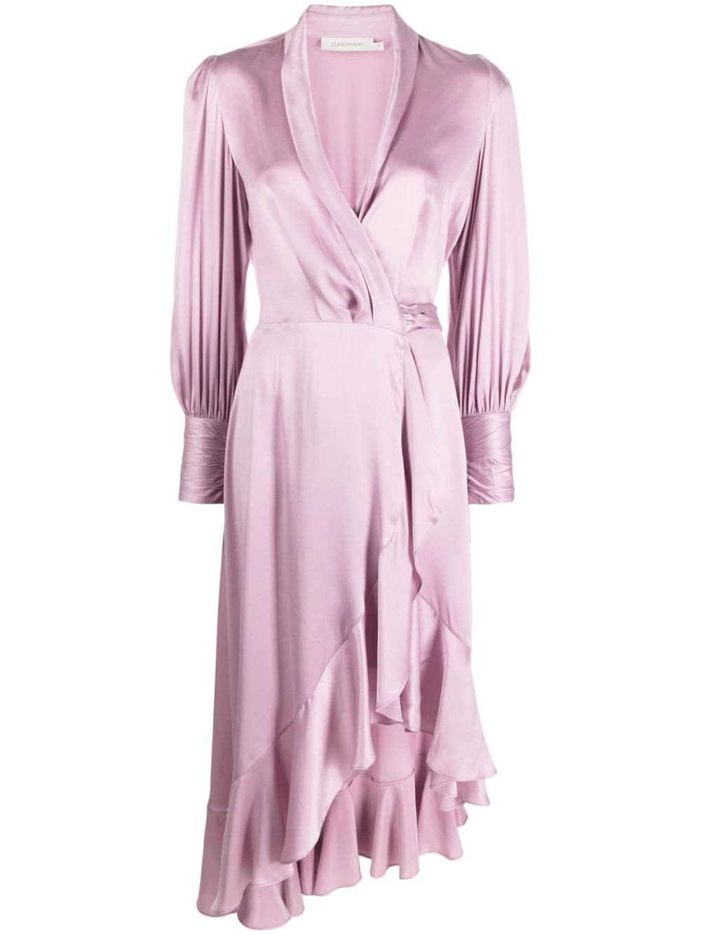 ruffled silk wrap midi dress - 1