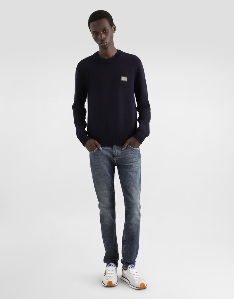 Dolce & Gabbana Wool round-neck sweater with branded tag outlook