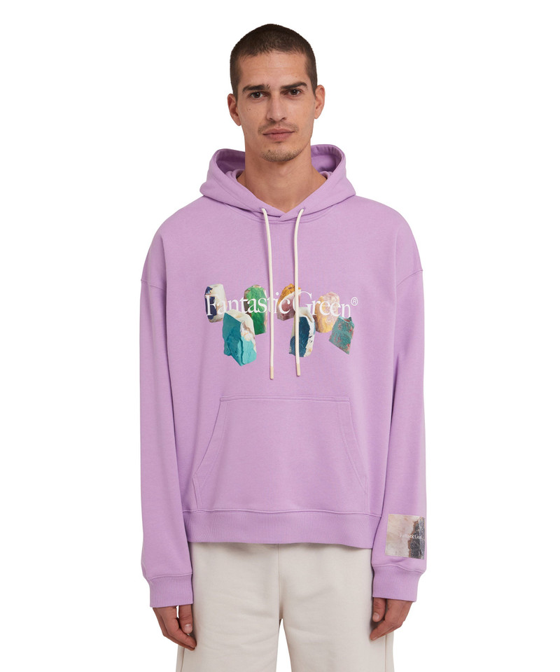 MSGM "FANTASTIC GREEN INVERSE SERIES" organic cotton hooded sweatshirt outlook