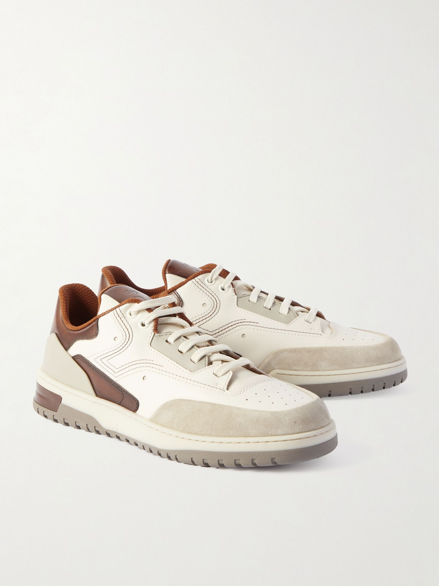 Playoff Suede-Trimmed Leather Sneakers Off-white - 4