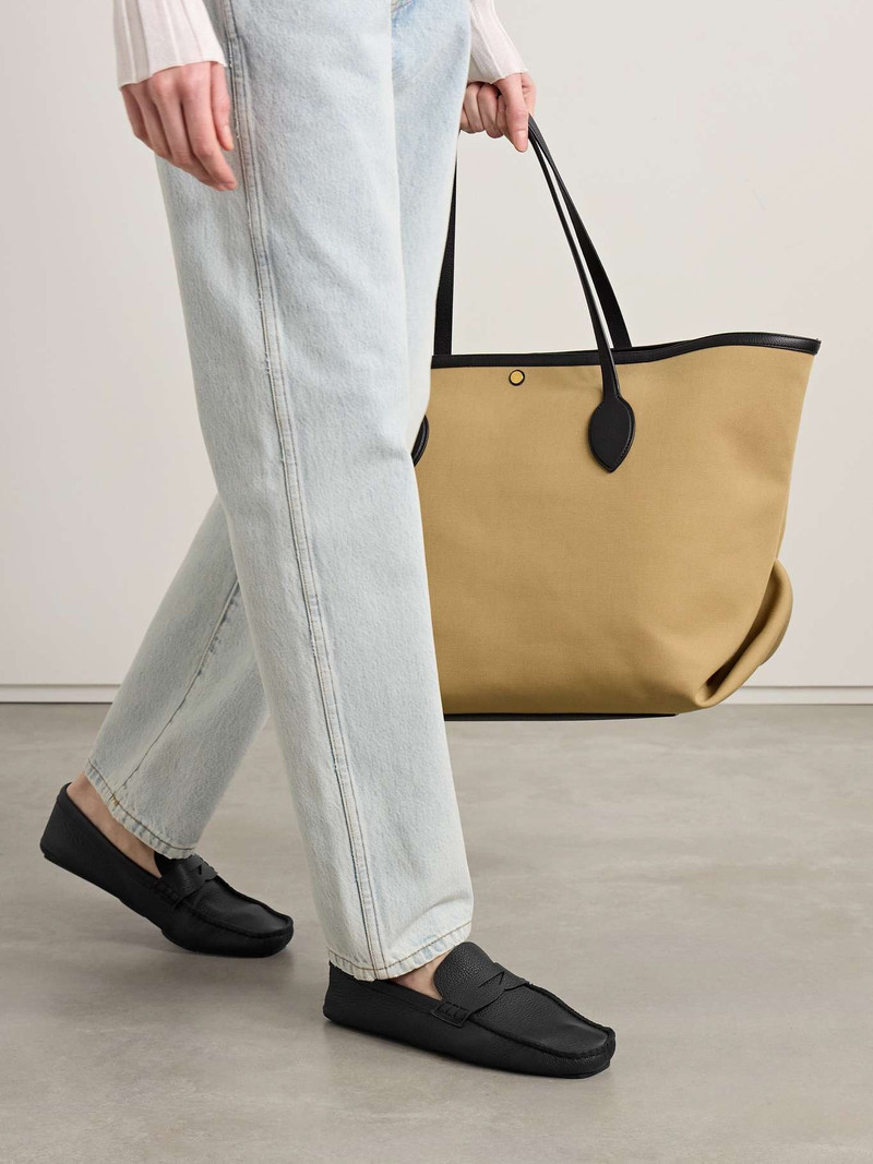 KHAITE Billy textured-leather loafers Black outlook