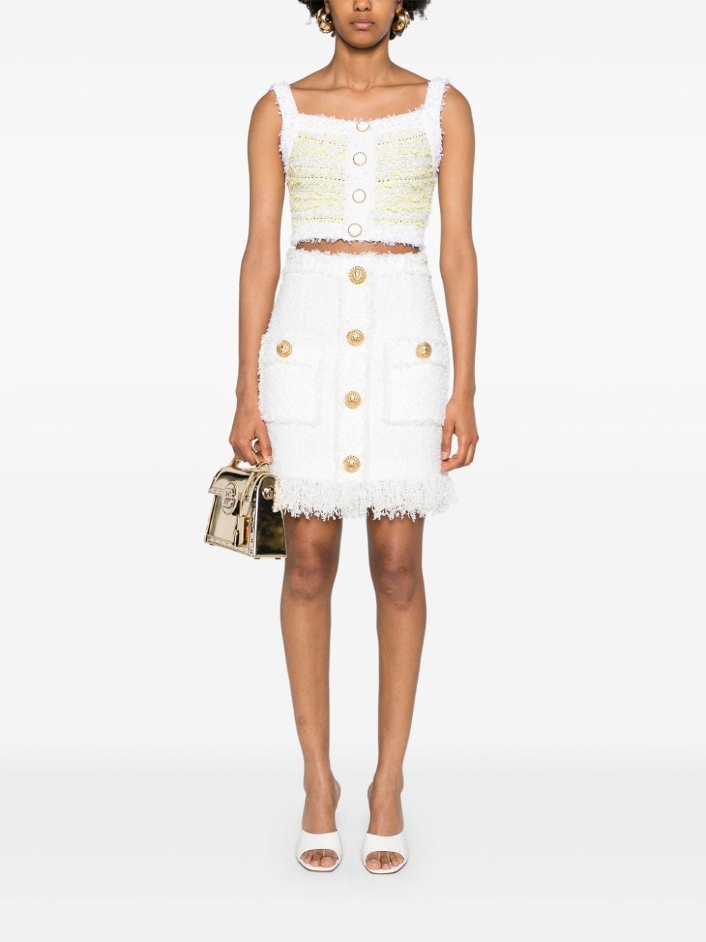 high-waist tweed miniskirt - 2
