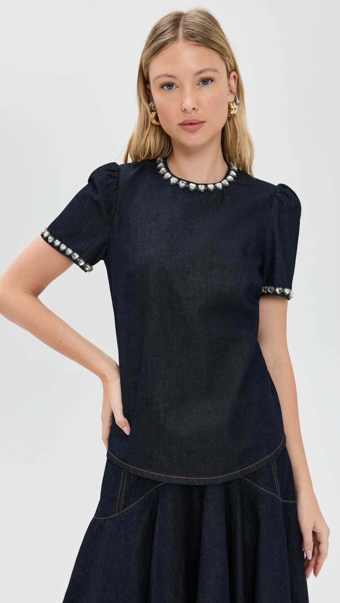 Embellished Denim Top - 6