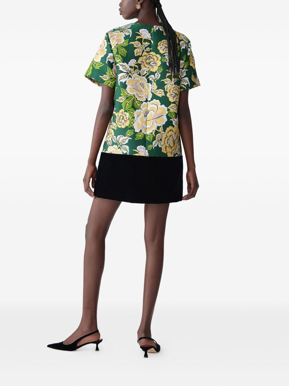 floral-jacquard velvet mini day dress - 3