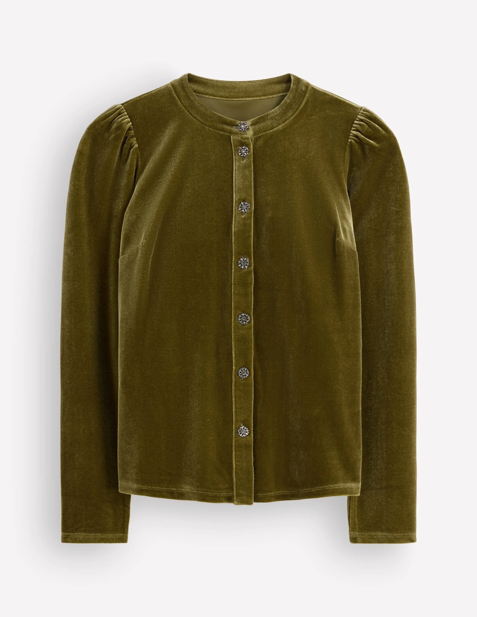 Puff Sleeve Velvet Shirt-Cardamom Seed - 1