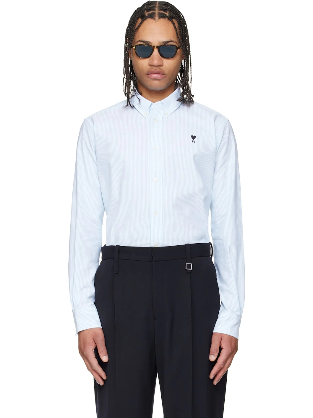 Blue Cotton Ami de Coeur Oxford Shirt - 1