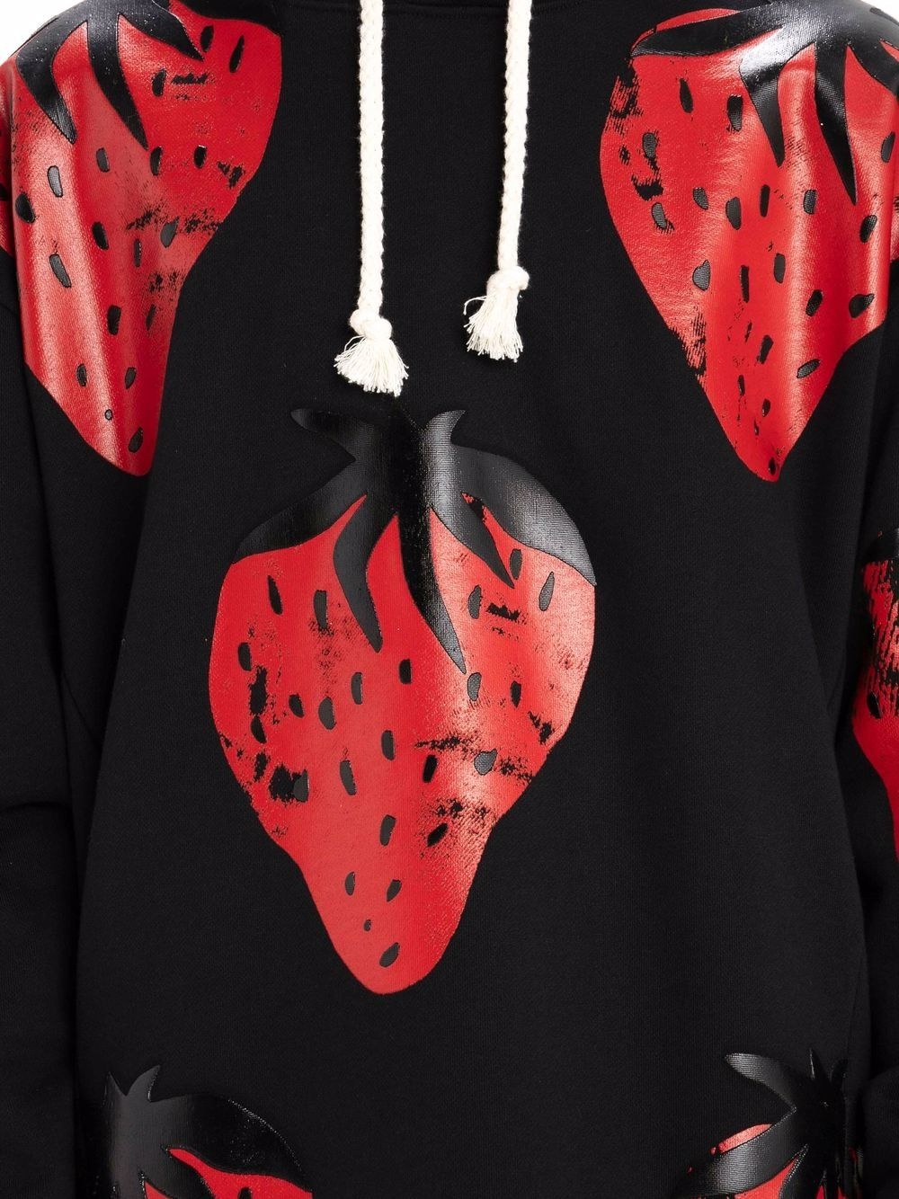 strawberry-print cotton hoodie - 6