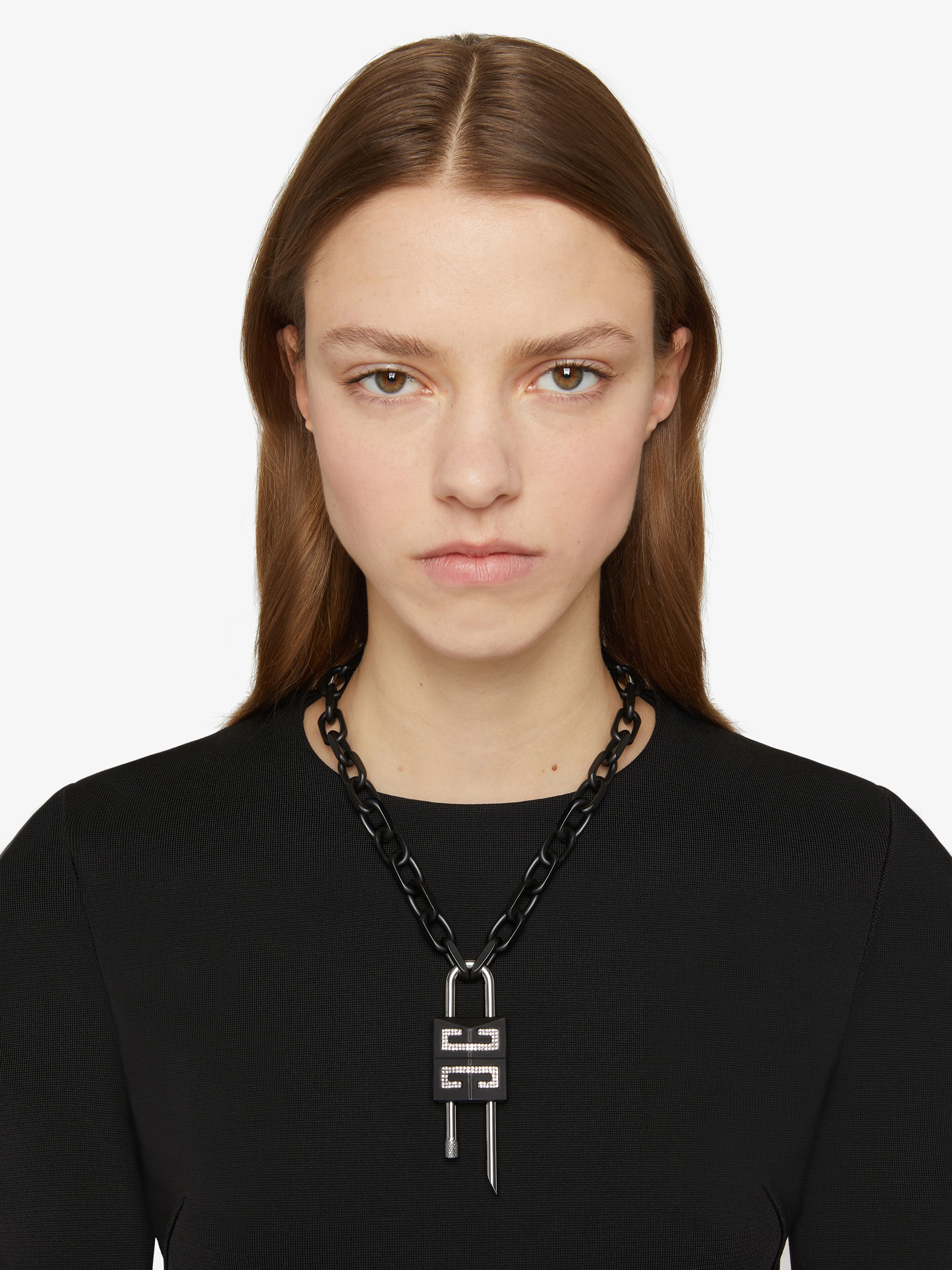 LOCK NECKLACE WITH CRYSTALS - 3