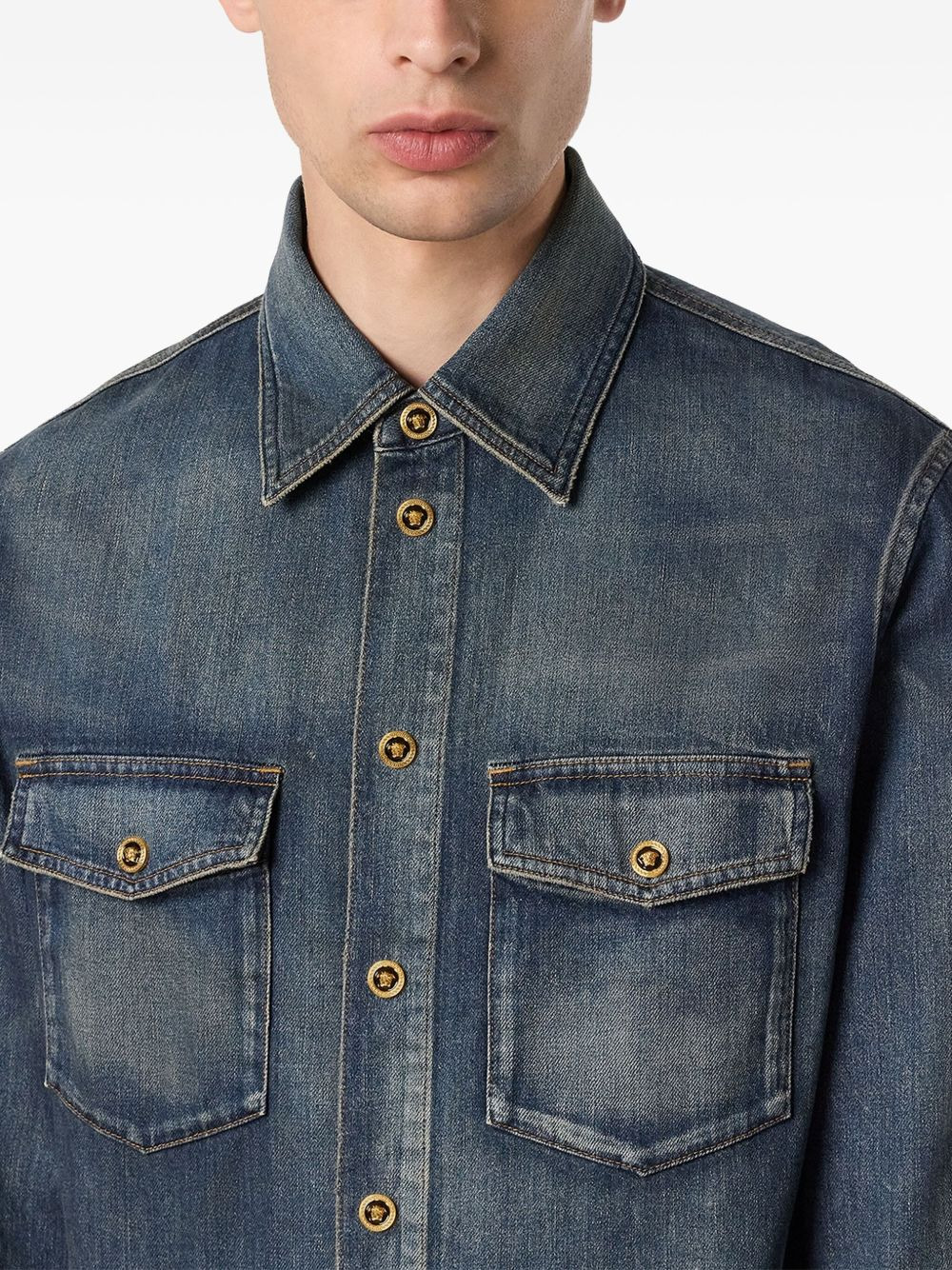 double-pocket denim shirt - 5