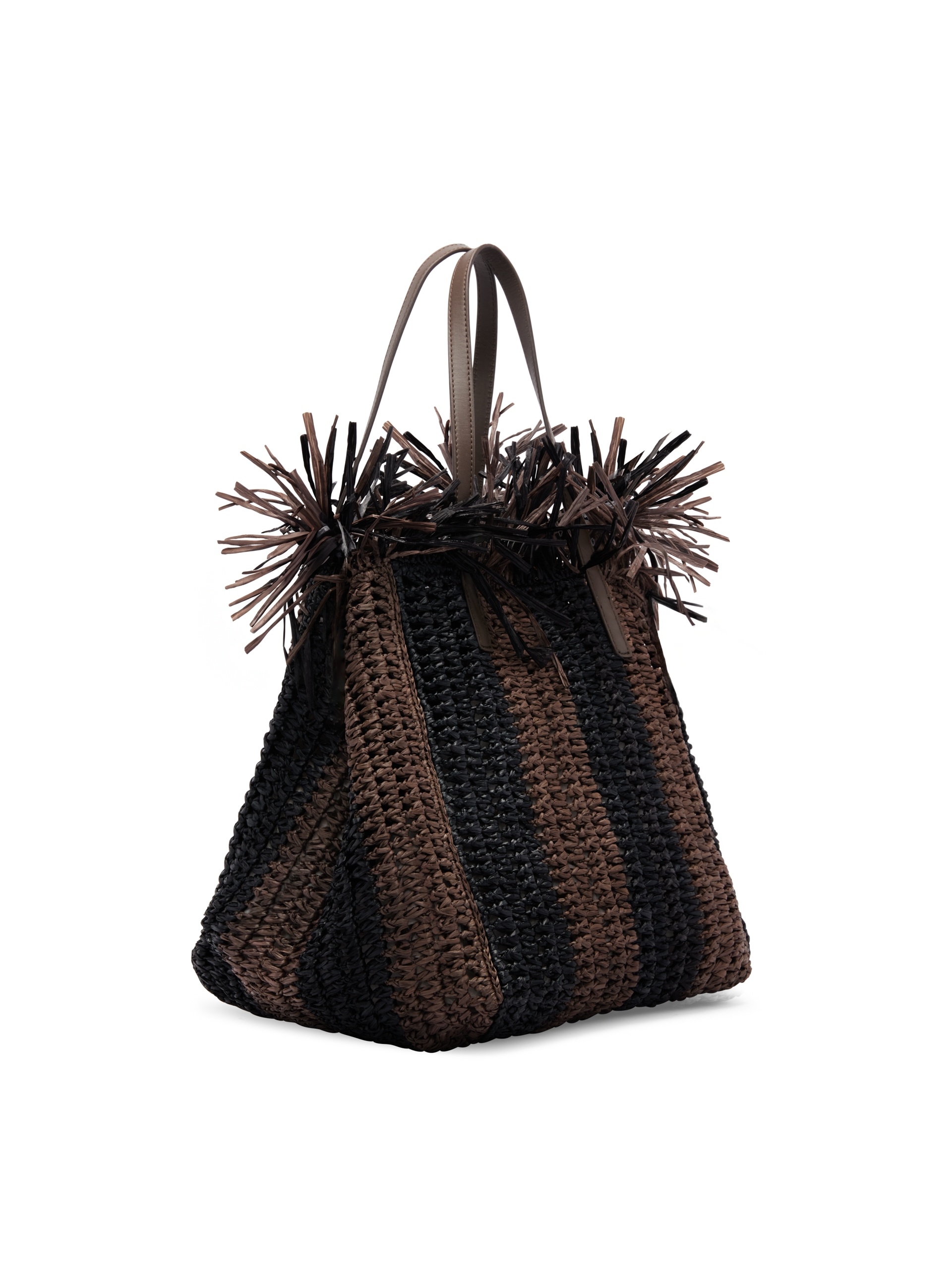 MEDIUM STRIPED RAFFIA CROCHET SQUARE TOTE - 3