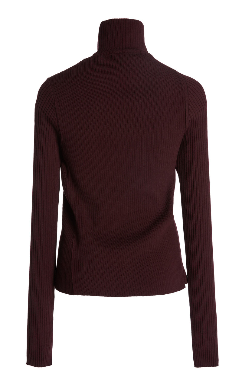 Oblique Buttoned Knit Sweater burgundy 5
