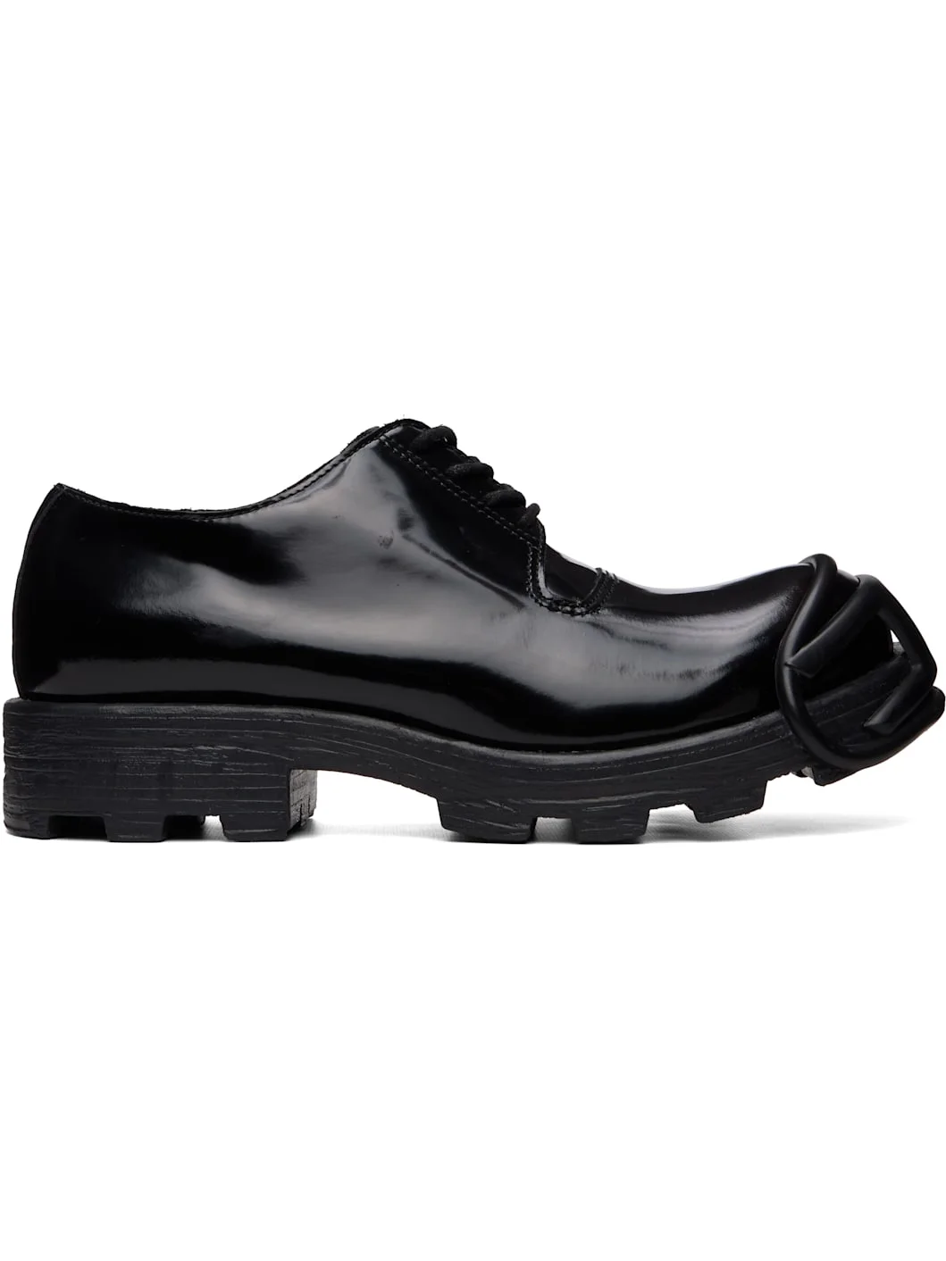 Black D-Hammer-Leather Lace-Up Oxfords - 1