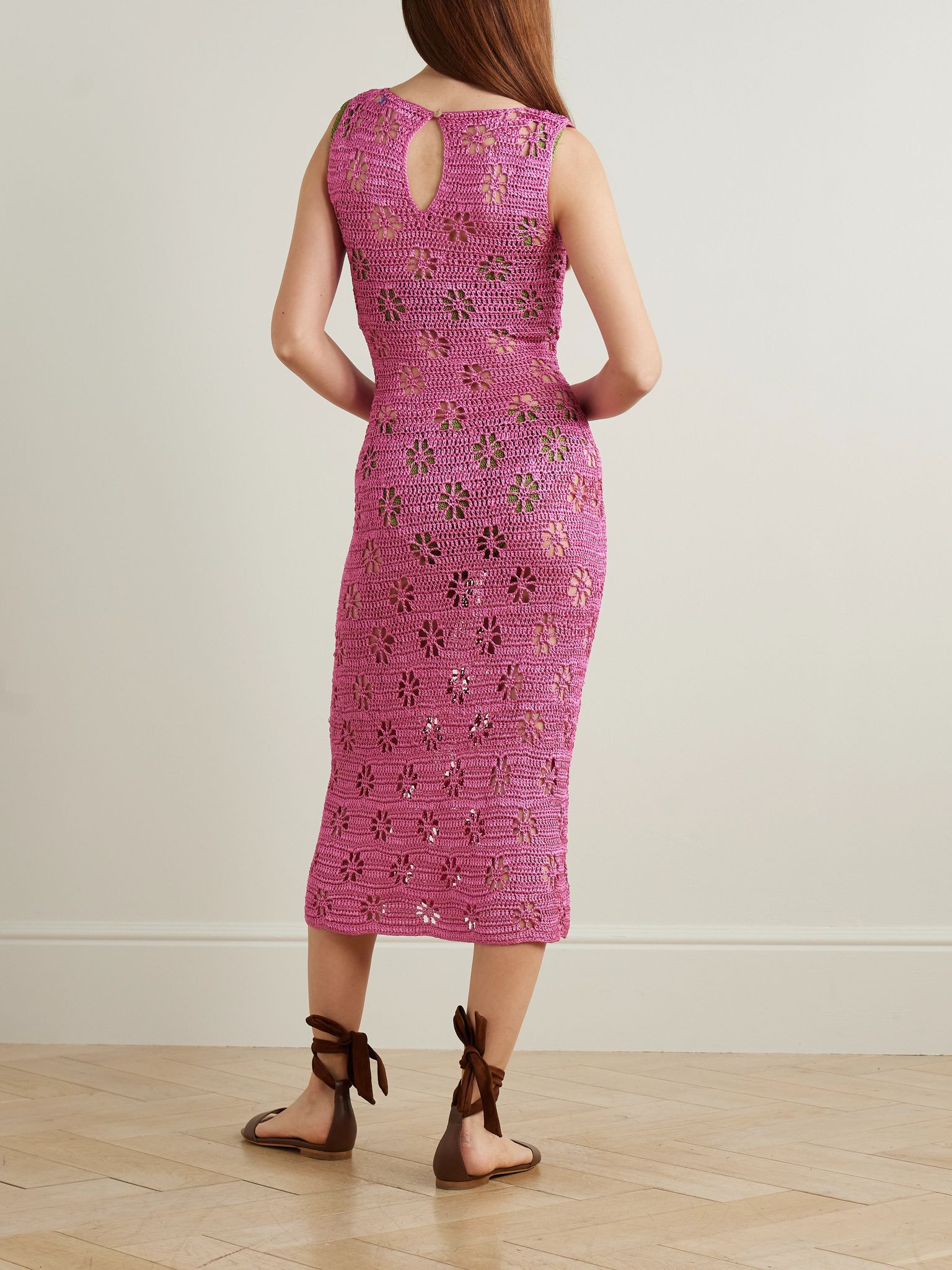 Crocheted midi dress Pink - 3