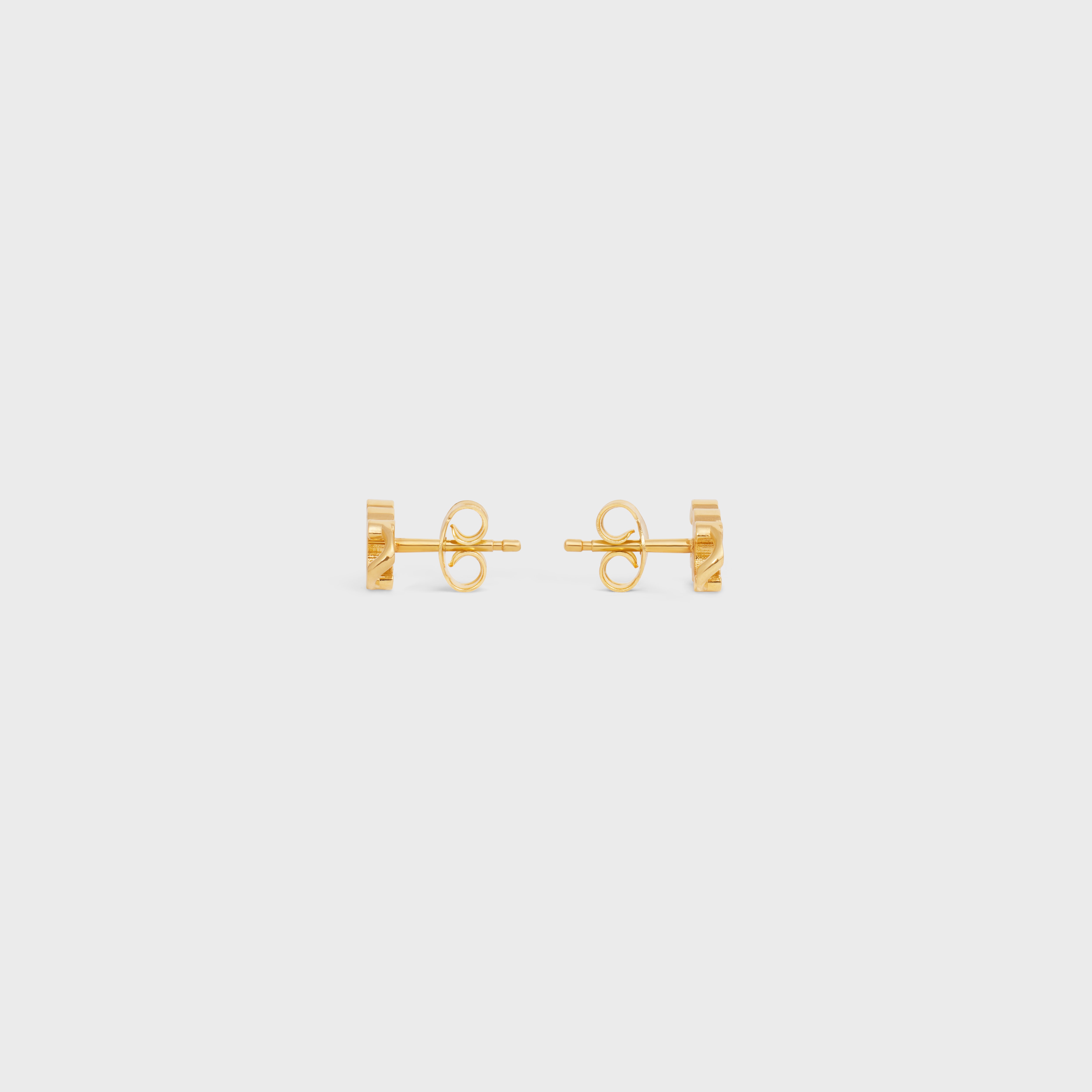 Triomphe Gourmette Studs in Brass with Gold Finish - 3