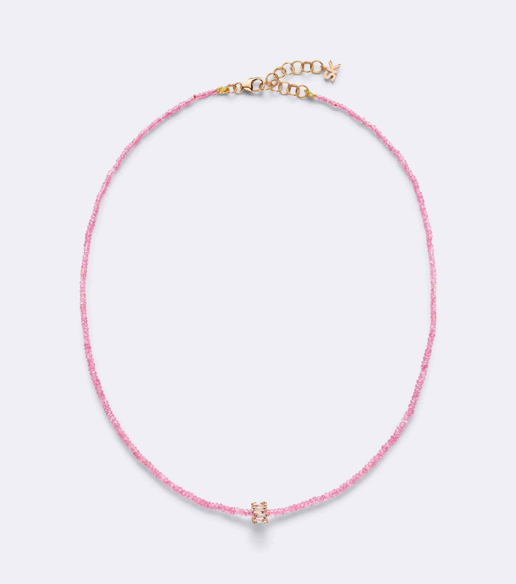 Infinite 18kt rose gold beaded necklace with spinels and diamonds - 1