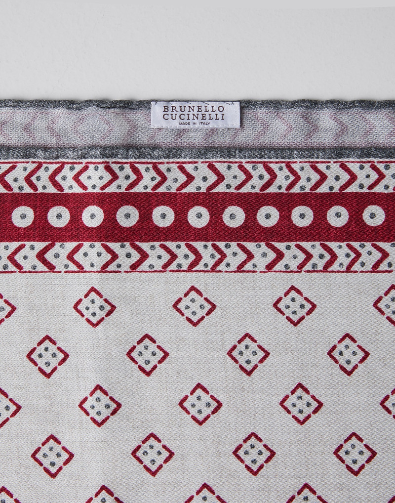 Brunello Cucinelli Silk pocket square with pattern and border outlook