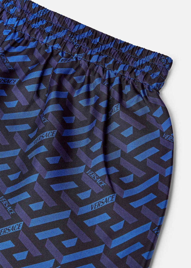 Greca Signature Print Silk Pajama Shorts 4