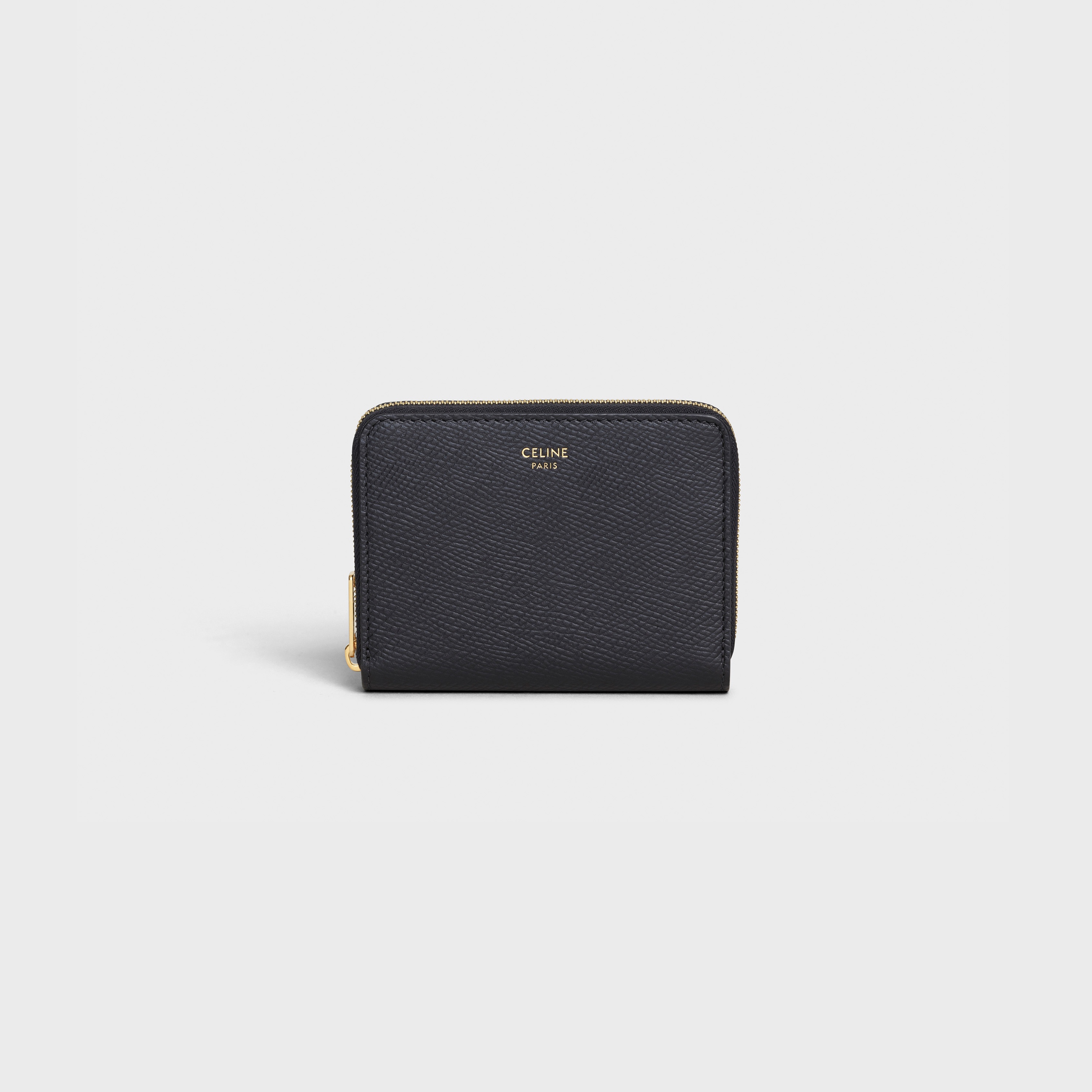 Compact zipped wallet in Grained calfskin - 1