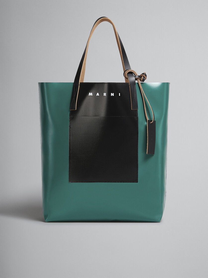 TRIBECA SHOPPING BAG IN GREEN AND BLACK - 1