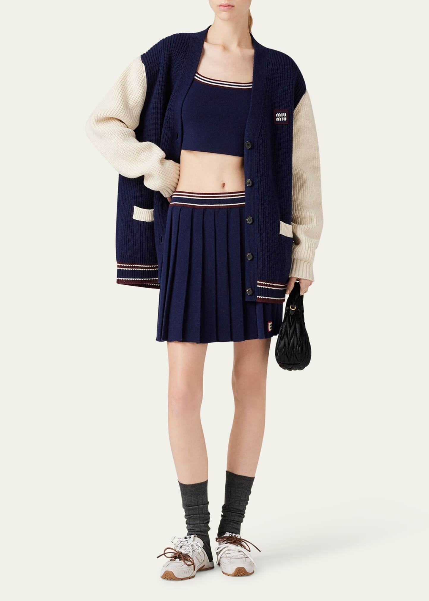 Pleated Wool Cashmere Mini Skirt - 2