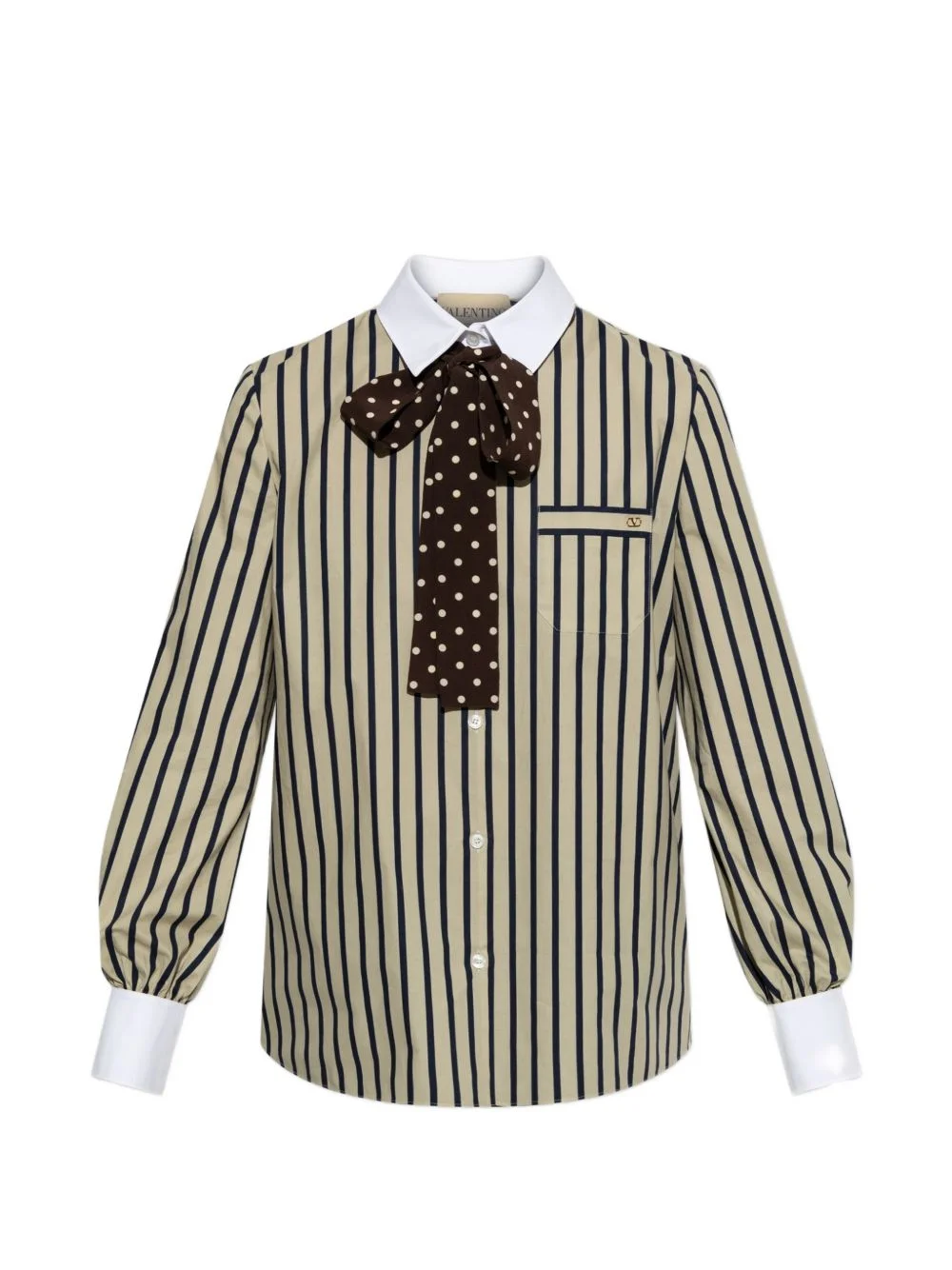 striped bow-detail shirt - 1