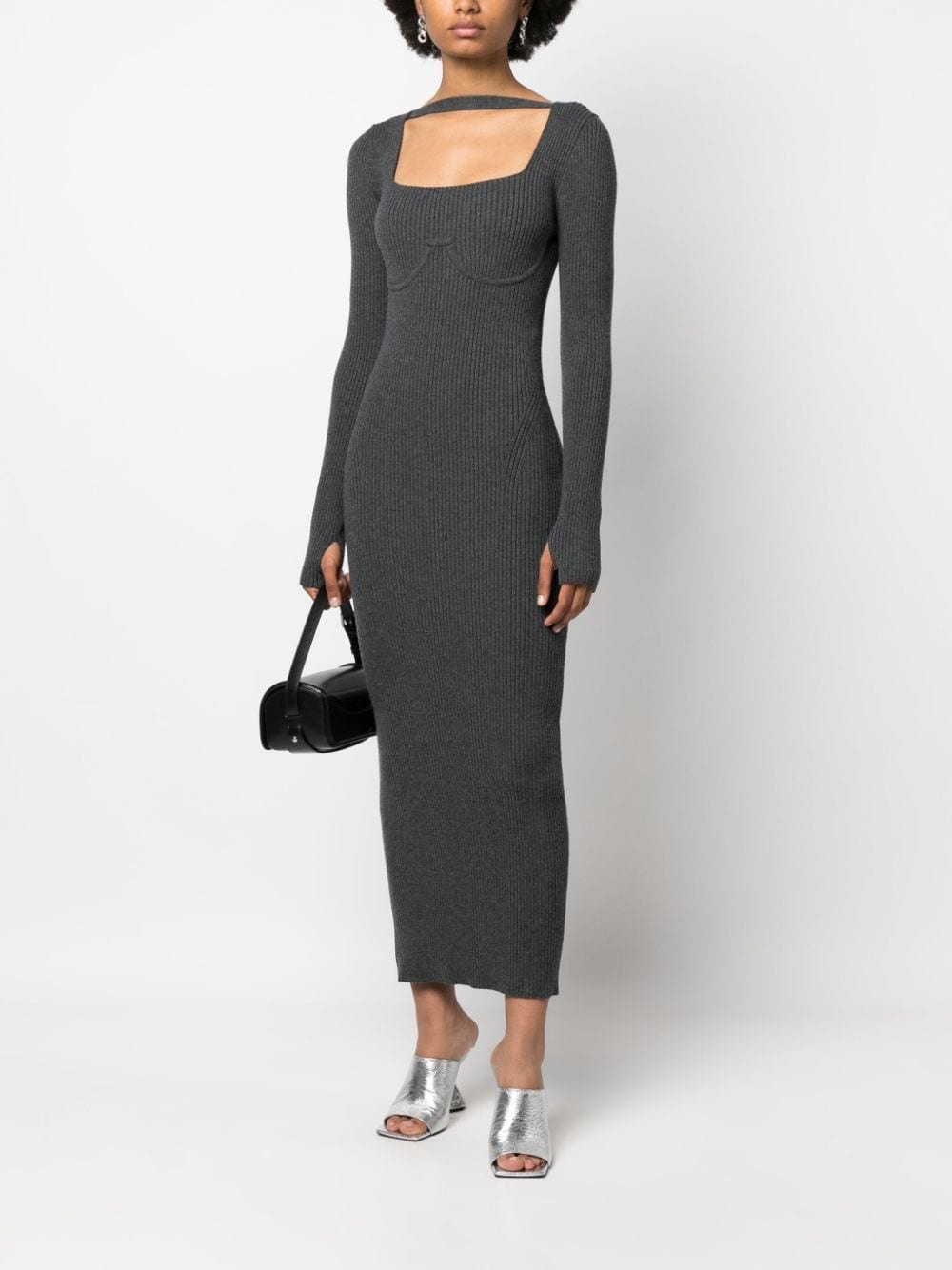 long-sleeve knitted dress - 2