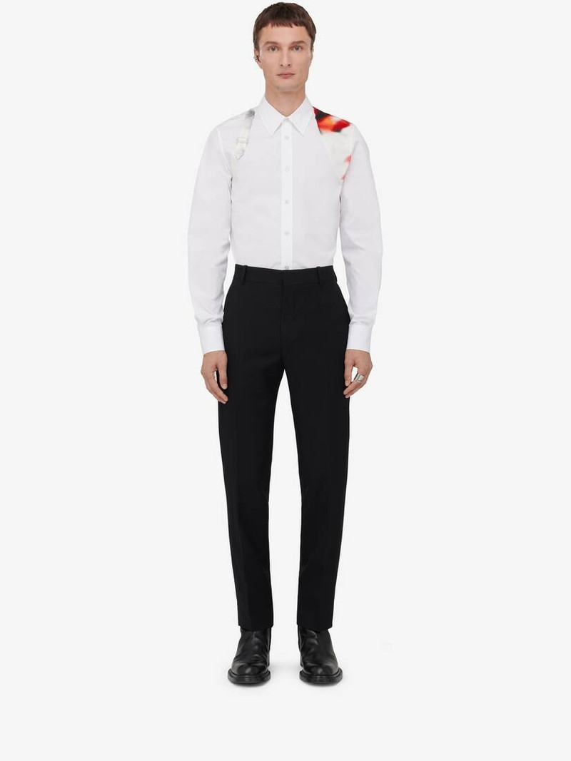 Alexander McQueen Men's Obscured Flower Harness Shirt in Optical White outlook