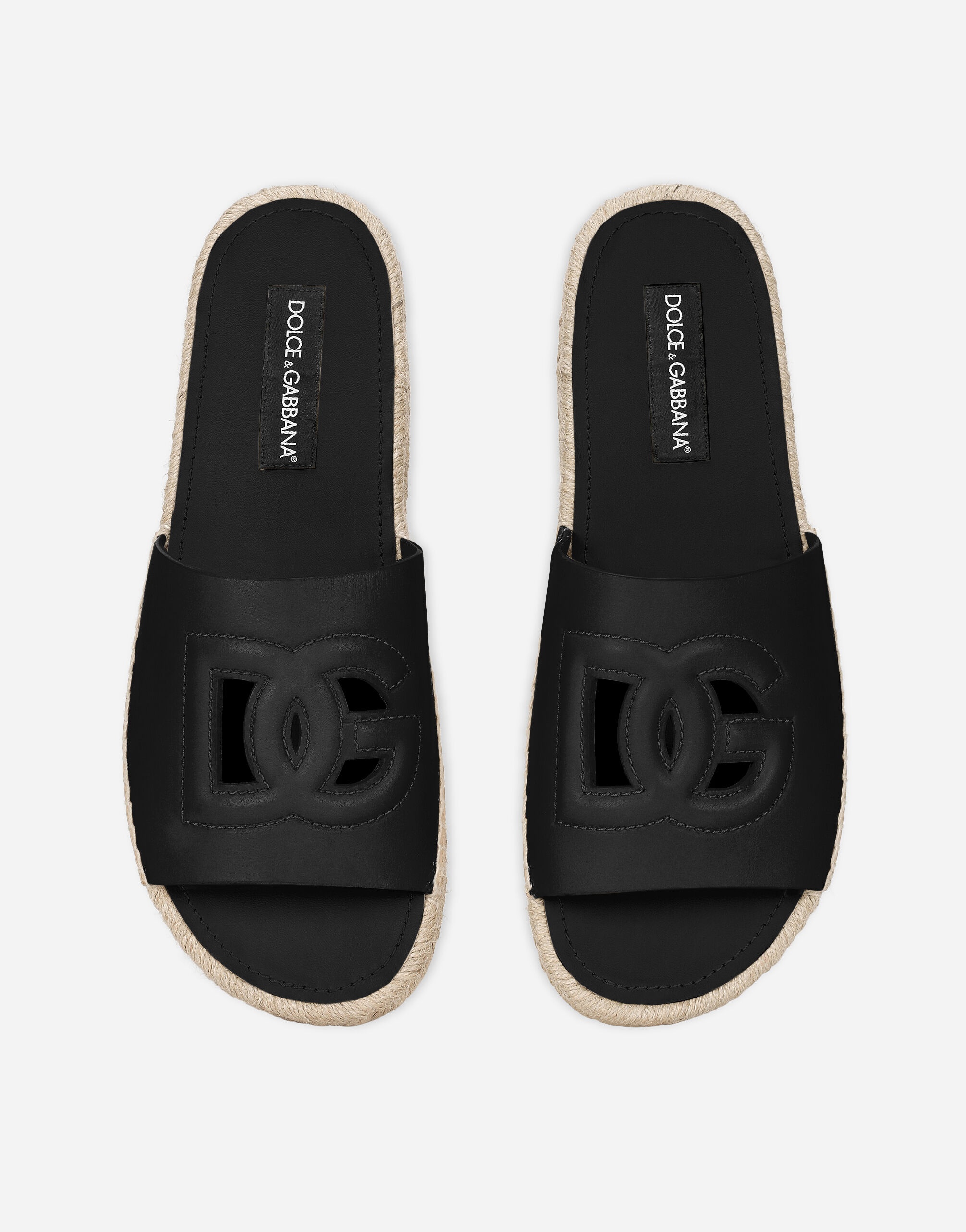 Calfskin espadrille sliders - 4