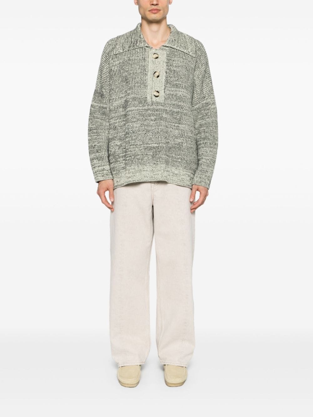 mÃ©lange wool-blend polo top - 2