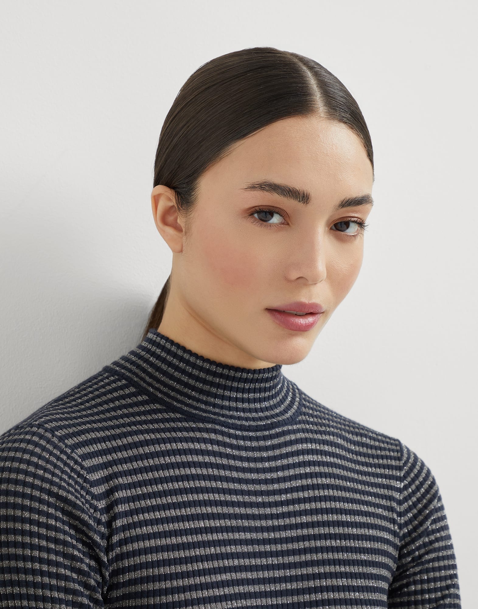 Sparkling stripes lightweight rib sweater in virgin wool and cashmere - 3