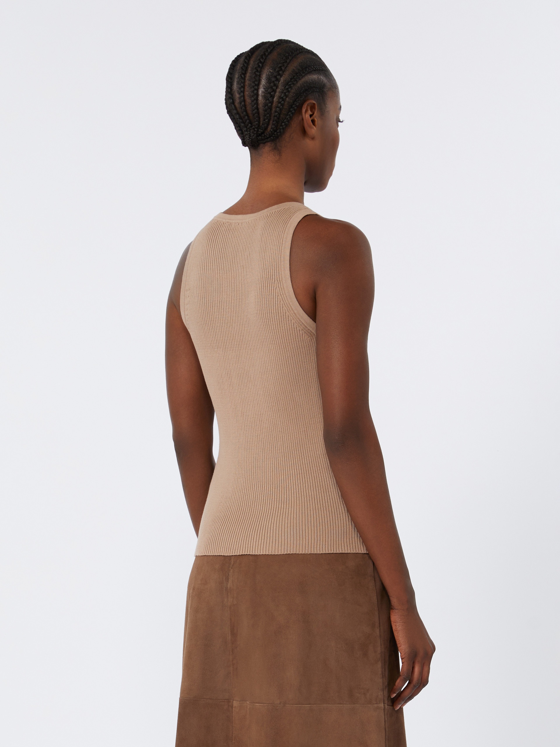 AMBURGO Rib-knit cotton top - 4