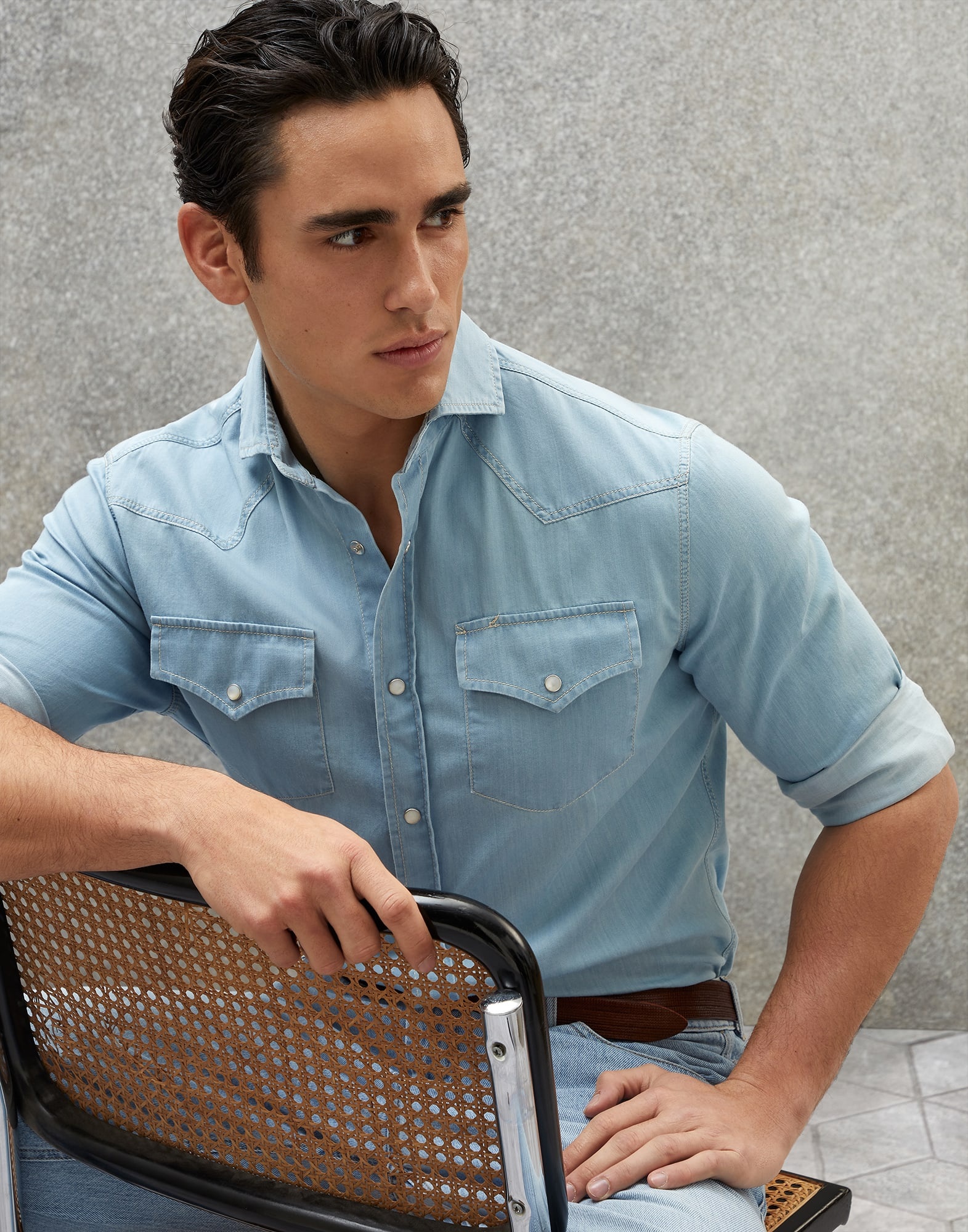 Lightweight denim easy fit western shirt - 4