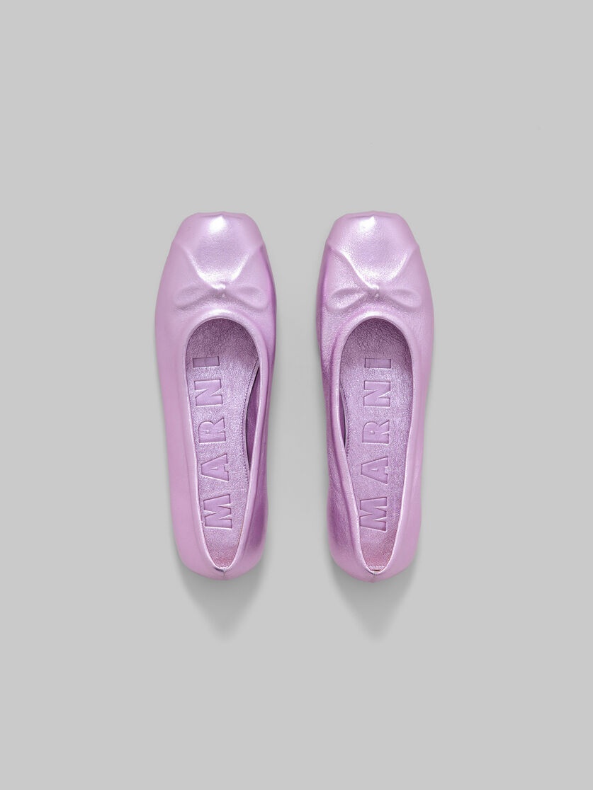 PINK NAPPA LEATHER SEAMLESS LITTLE BOW BALLET FLAT - 4