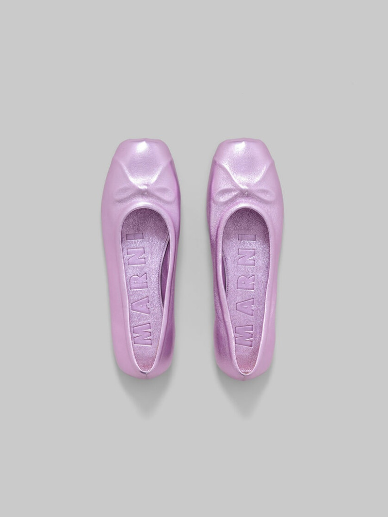 PINK NAPPA LEATHER SEAMLESS LITTLE BOW BALLET FLAT 4