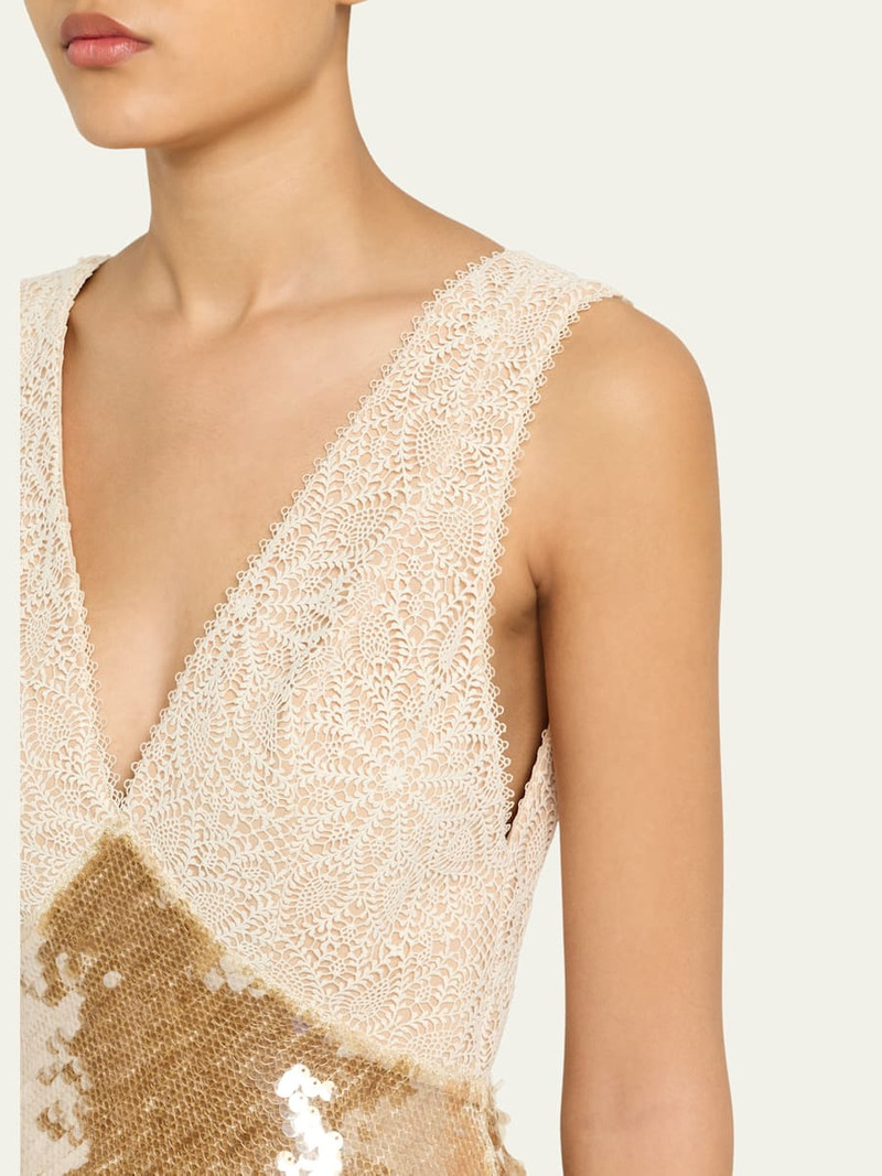 Kassie Low-Back Lace & Sequin Midi Dress 5