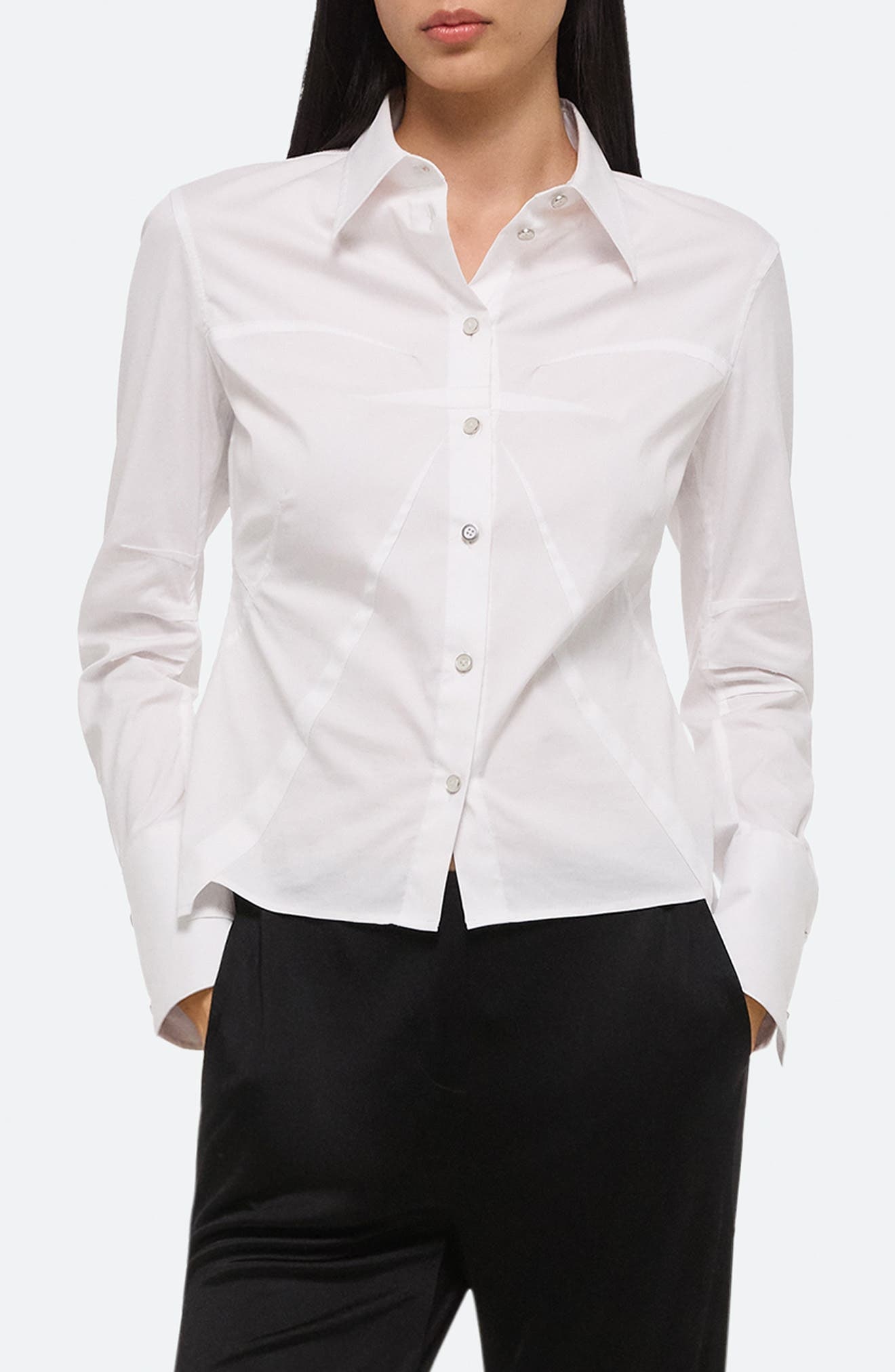 Helmut Lang Precis Bustier Shirt in White at Nordstrom - 1