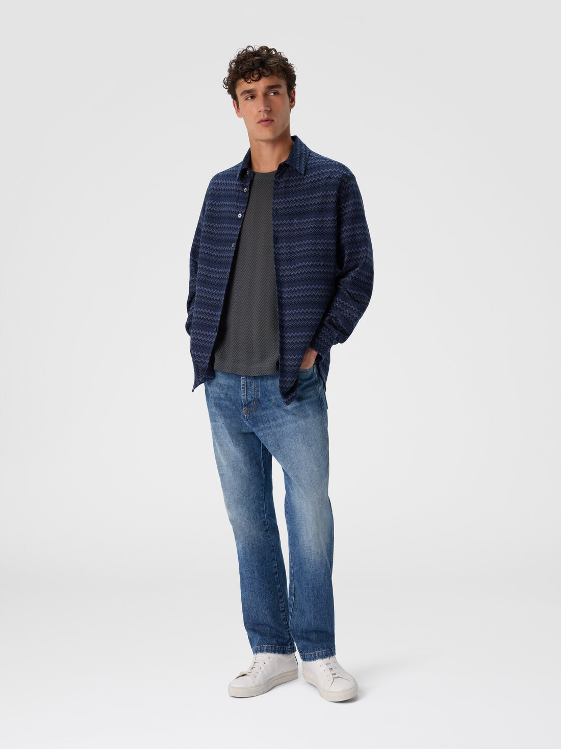 Shirt with Micro Zigzag Tone on Tone - 2
