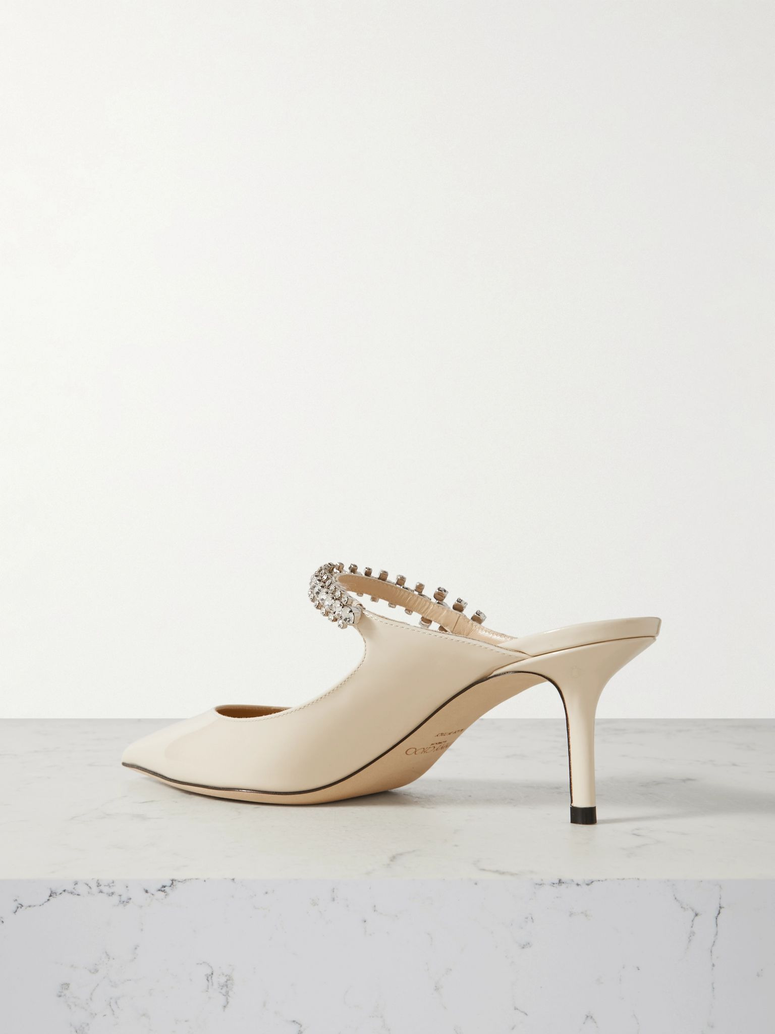 Bing 65 crystal-embellished patent-leather mules Off-white - 3