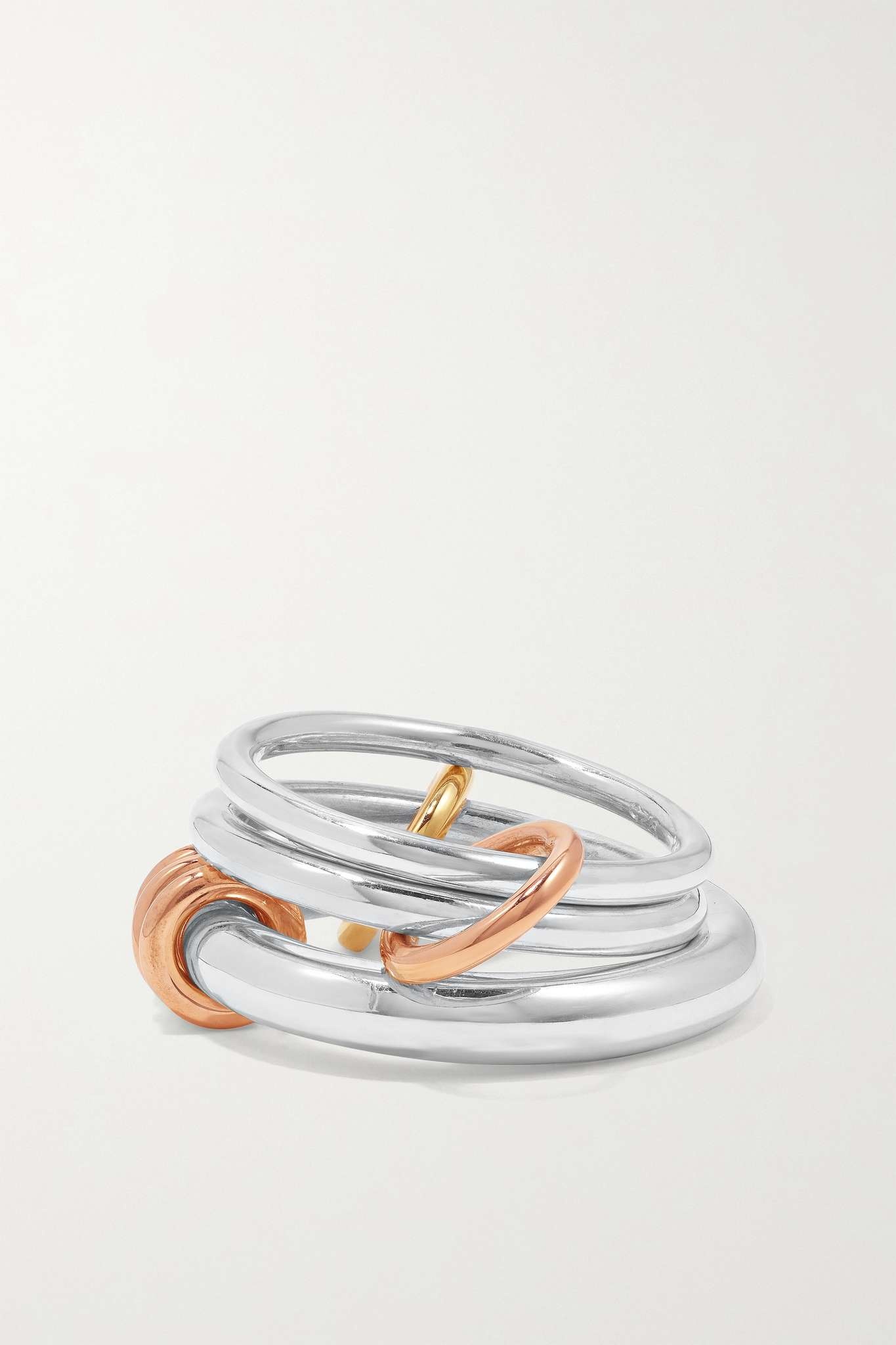 Orion set of three sterling silver and 18-karat yellow and rose gold rings - 5