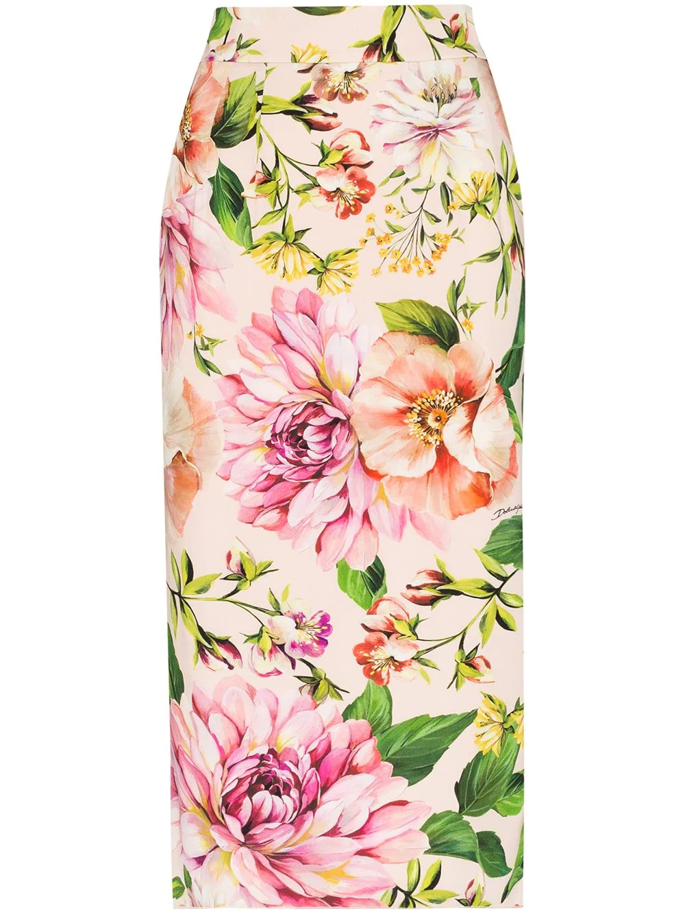 floral print pencil skirt - 1