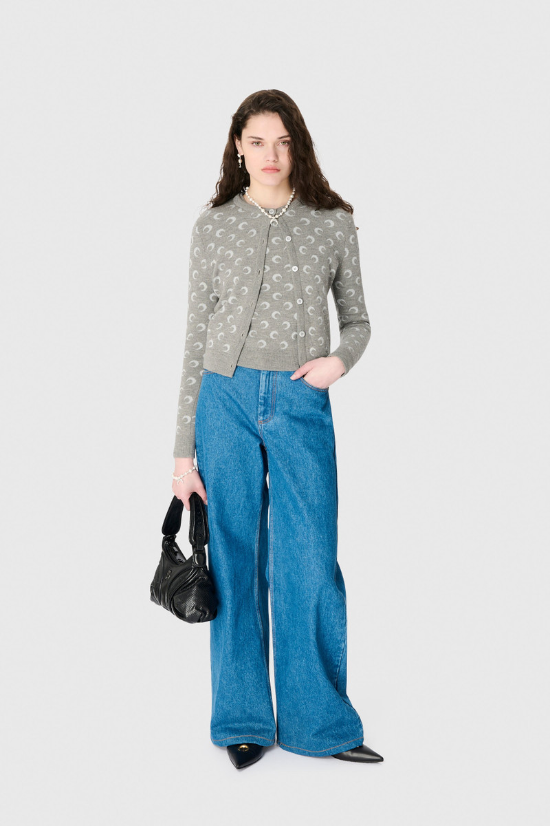 Marine Serre Moon Laser Blue Wash Denim High-Waist Flare Jeans outlook