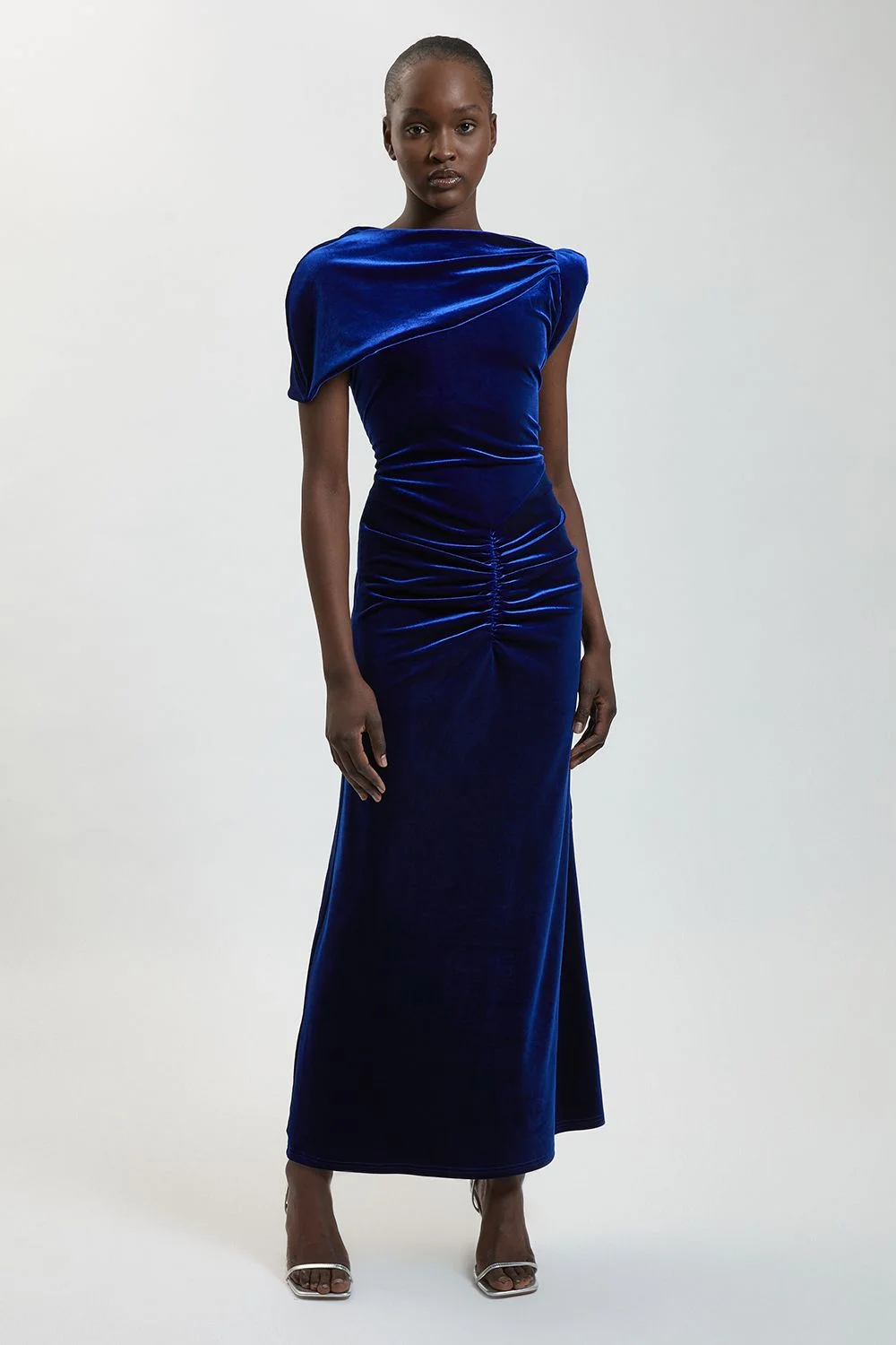 Twist Detail Velvet Jersey Maxi Dress - 1