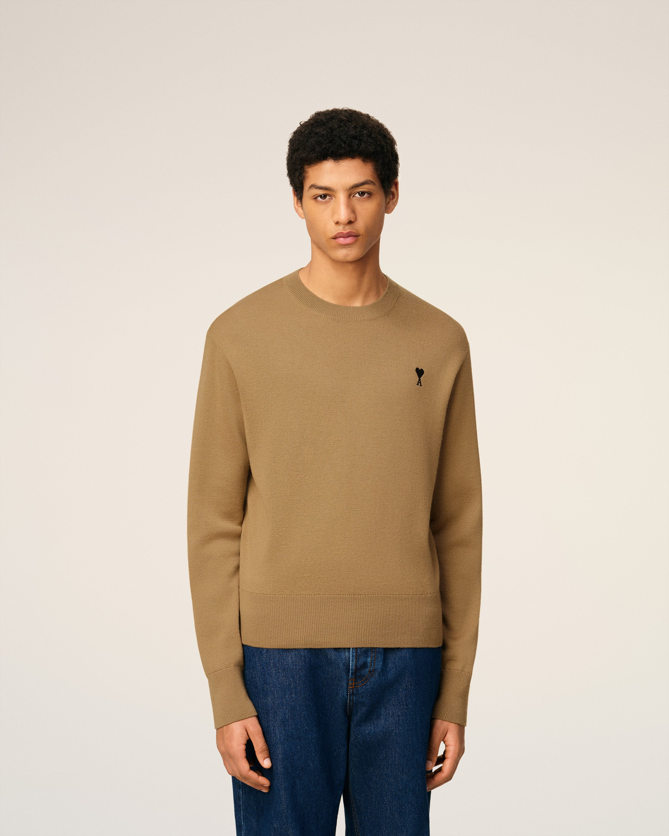 BROWN WOOL AMI DE COEUR CREWNECK SWEATER - 3